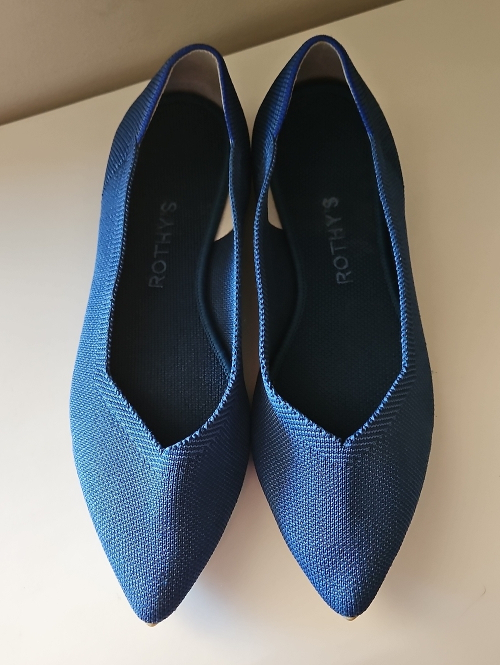 ROTHY'S ROYAL BLUE KNIT POINTE TOE BALLRT FLATS SZ 8